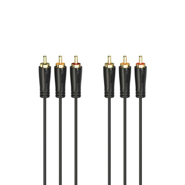 Hama 00205150 Audio Cable 1.5m 3x RCA Male to 3x RCA Male Gold-Plated Black