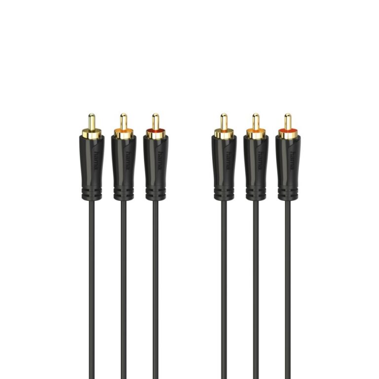 Hama 00205150 Audio Cable 1.5m 3x RCA Male to 3x RCA Male Gold-Plated Black