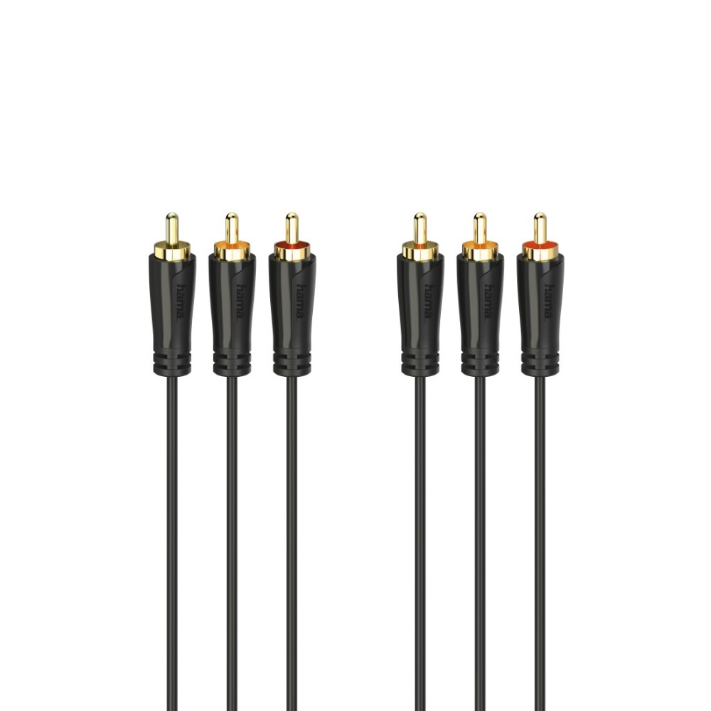 Hama 00205150 Audio Cable 1.5m 3x RCA Male to 3x RCA Male Gold-Plated Black
