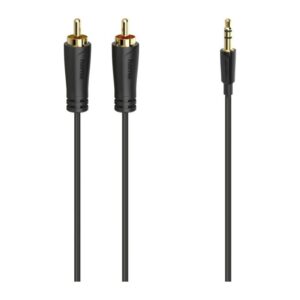 Hama 00205260 Audio Cable 1.5m 3.5mm Male to 2x RCA Male Gold-Plated Black