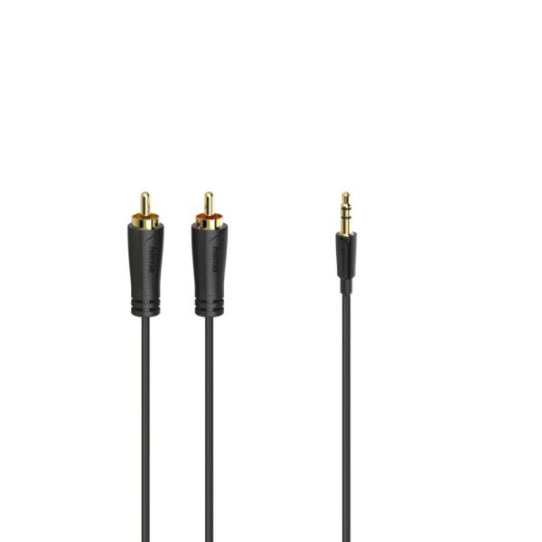 Hama 00205260 Audio Cable 1.5m 3.5mm Male to 2x RCA Male Gold-Plated Black