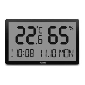 Hama 00222232 Digital Weather Station with Indoor Hygrometer & Thermometer, Alarm, Clock, Black