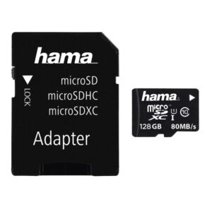 Hama 128GB microSDXC UHS-I Class 10 Memory Card with SD Adapter - Black
