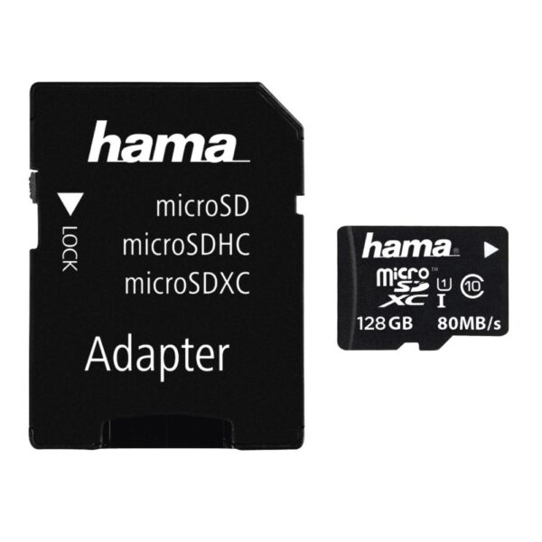 Hama 128GB microSDXC UHS-I Class 10 Memory Card with SD Adapter - Black