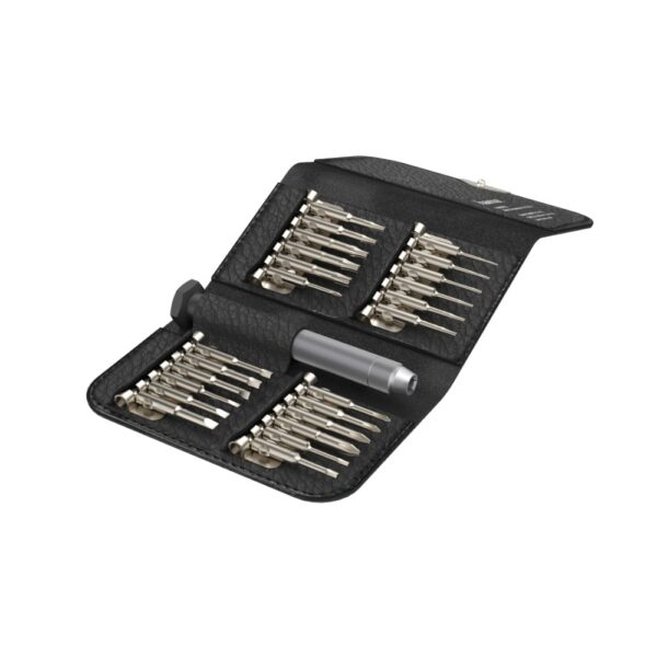 Hama 24-in-1 Mini Screwdriver Set - Cross, Pentalobe, Slot, Torq-Set, Tri-Wing Bits, Aluminium Handle, Black Case
