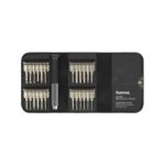 Hama 24-in-1 Mini Screwdriver Set - Cross, Pentalobe, Slot, Torq-Set, Tri-Wing Bits, Aluminium Handle, Black Case