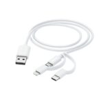 Hama 3-in-1 Multi Charging Cable, 1m, USB-A to Micro-USB, USB-C, Lightning, White