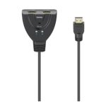 Hama 4K HDMI Toggle Switch, 2 In 1 Out, 60Hz, 0.6m Cable, Plug & Play, Black