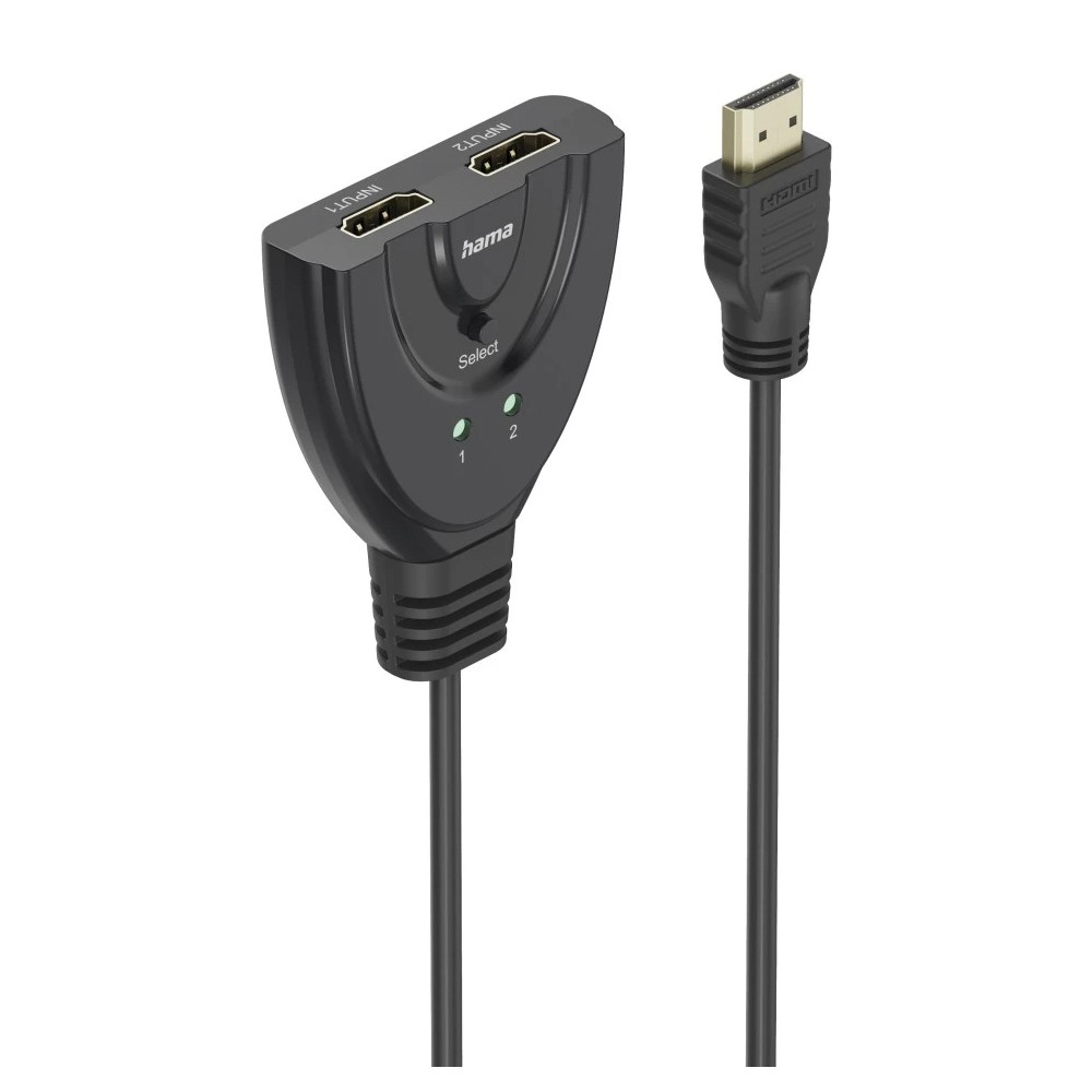 Hama 4K HDMI Toggle Switch, 2 In 1 Out, 60Hz, 0.6m Cable, Plug & Play, Black Hama 4K HDMI Toggle Switch, 2 In 1 Out, 60Hz, 0.6m Cable, Plug & Play, Black