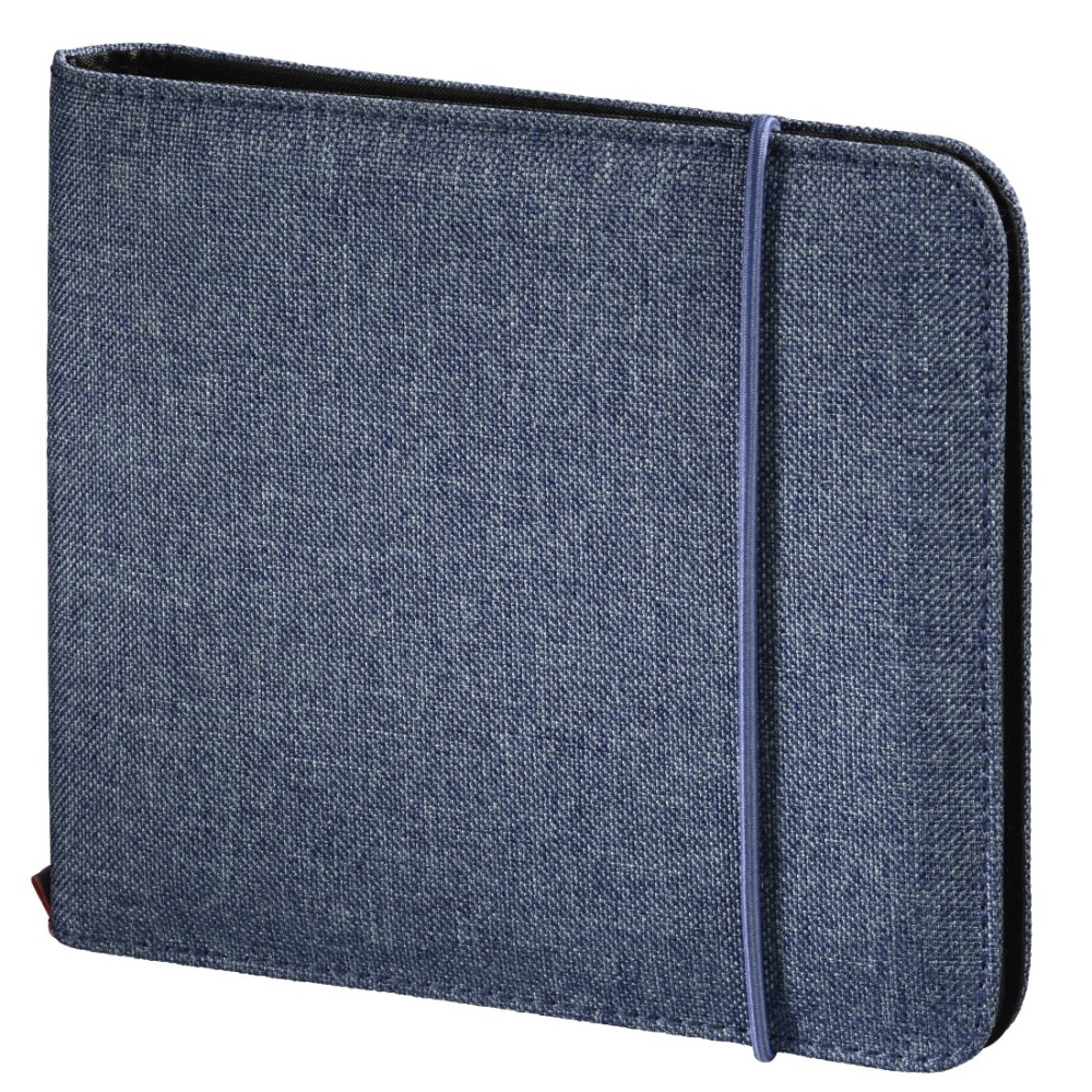Hama 95681 Wallet Case for 24 CD/DVD Discs, Polyester, Blue with Antistatic Sleeves
