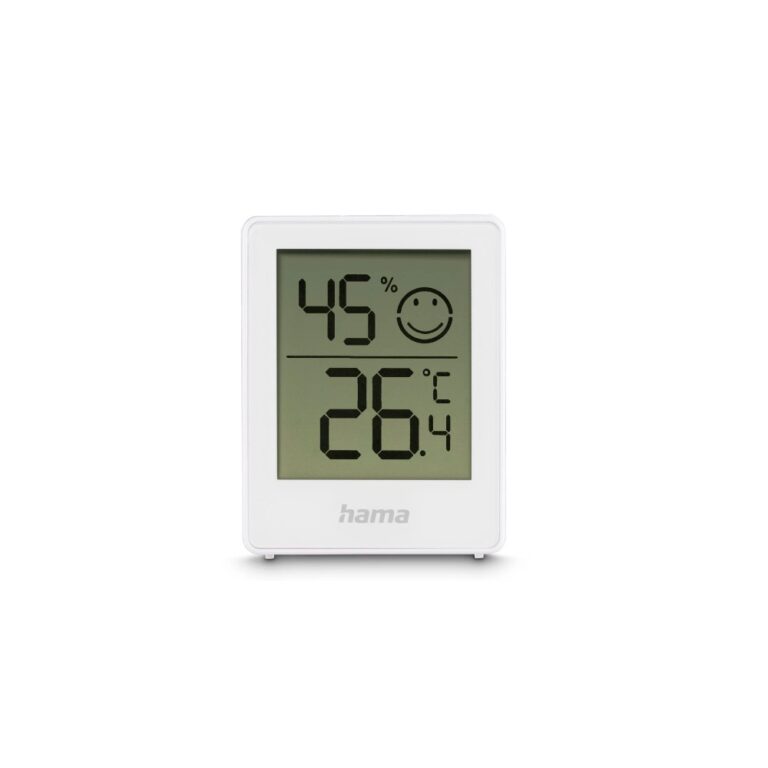 Hama Baros Digital Indoor Thermometer & Hygrometer, White, Set of 2