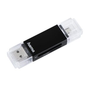 Hama Basic USB 2.0 OTG Card Reader for SD/MicroSD Cards - Black