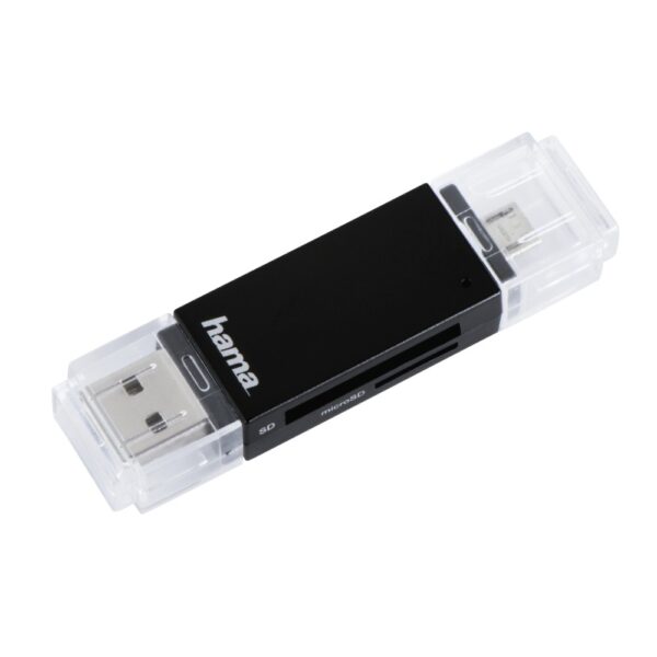 Hama Basic USB 2.0 OTG Card Reader for SD/MicroSD Cards - Black