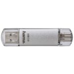Hama C-Laeta 64GB Dual USB-A & USB-C 3.2 Gen 1 Flash Drive - Silver (70/40MB/s)
