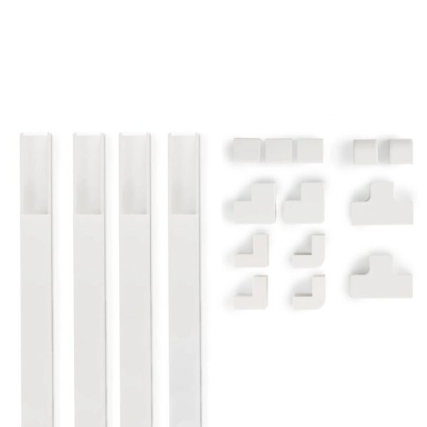 Hama Cable Duct Kit, 4 Pieces, Self-Adhesive, 1m, White, with Connecting Pieces