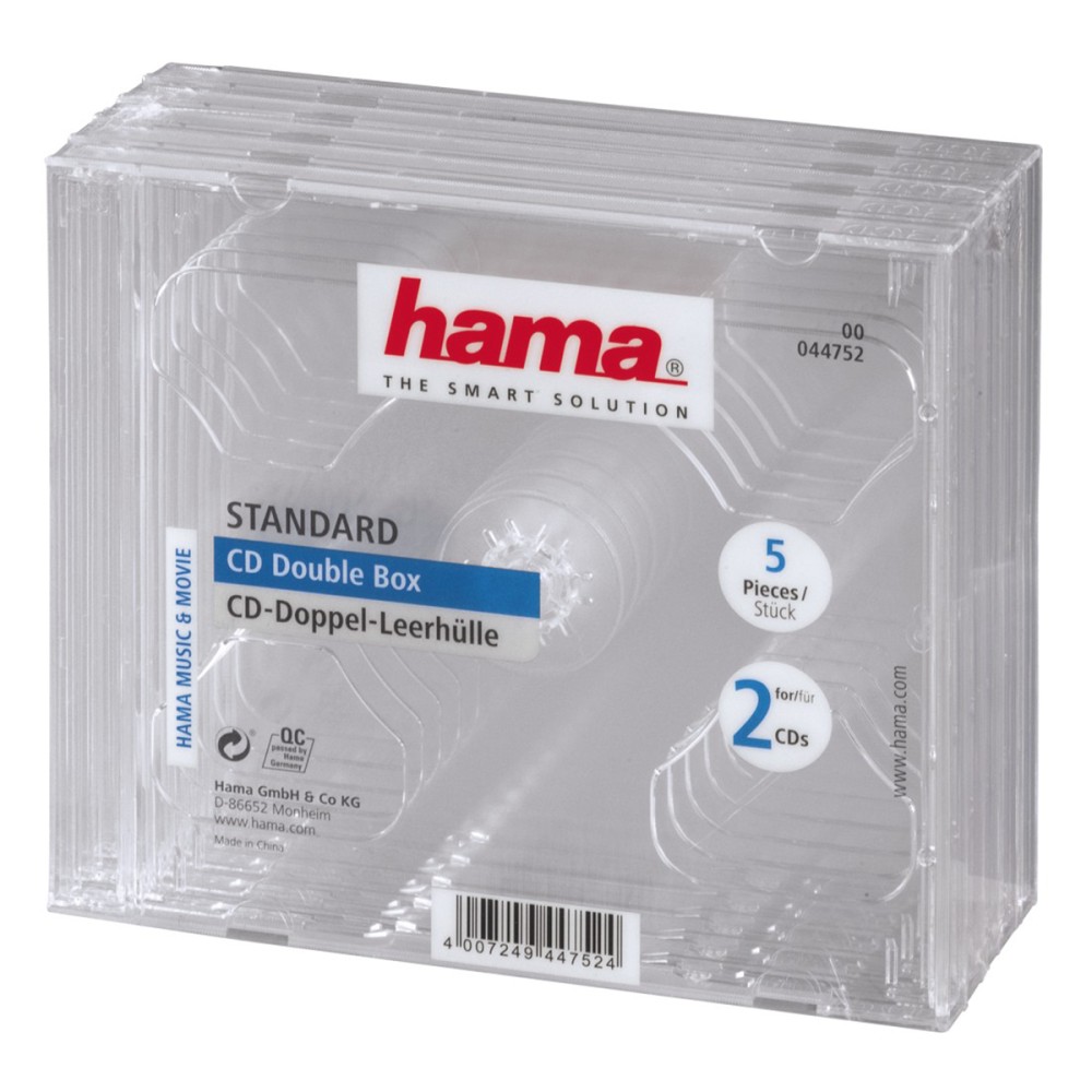 Hama CD Double Jewel Case 2 Discs Transparent Pack of 5