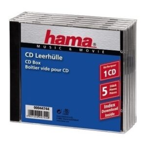 Hama CD Jewel Case Standard C-shell 1 Disc Black/Transparent (Pack of 5)