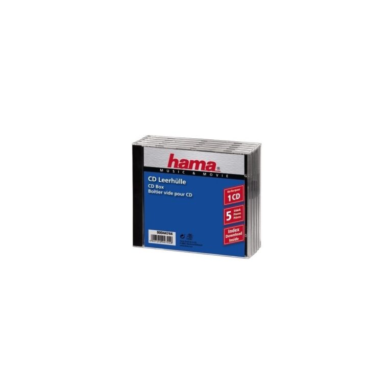Hama CD Jewel Case Standard C-shell 1 Disc Black/Transparent (Pack of 5)