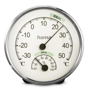 Hama Chios Indoor Thermometer, Analog, Round, Stainless Steel, Silver/White