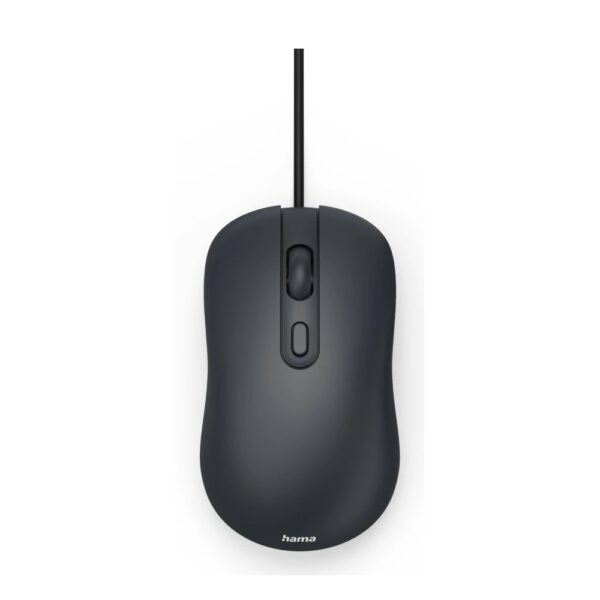Hama CM-200 Optical Wired Mouse, Ambidextrous, 1600 DPI, 4 Buttons, Silent Click, Black