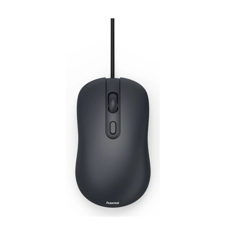 Hama CM-200 Optical Wired Mouse, Ambidextrous, 1600 DPI, 4 Buttons, Silent Click, Black