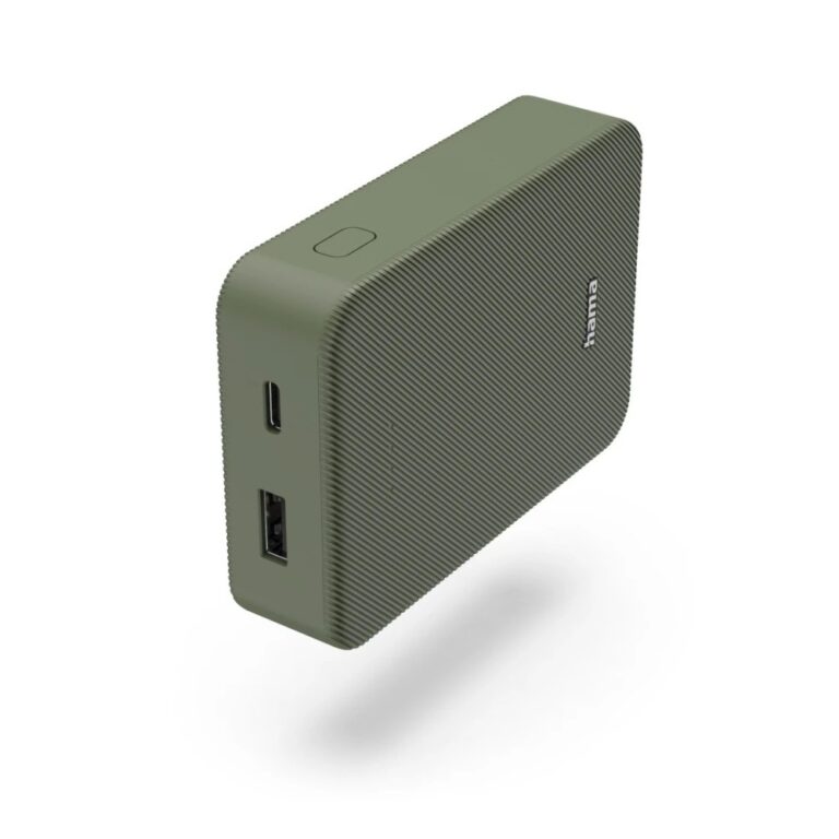 Hama Colour 10 Power Bank 10000 mAh, 2 Outputs: USB-C, USB-A, Green