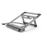 Hama Connect2Office Laptop Stand with 12-Port USB 3.2 Gen 2 Type-C Hub, Dual 4K HDMI, Gigabit Ethernet - Anthracite