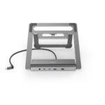 Hama Connect2Office Laptop Stand with 12-Port USB 3.2 Gen 2 Type-C Hub, Dual 4K HDMI, Gigabit Ethernet - Anthracite