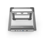Hama Connect2Office Laptop Stand with 12-Port USB 3.2 Gen 2 Type-C Hub, Dual 4K HDMI, Gigabit Ethernet - Anthracite