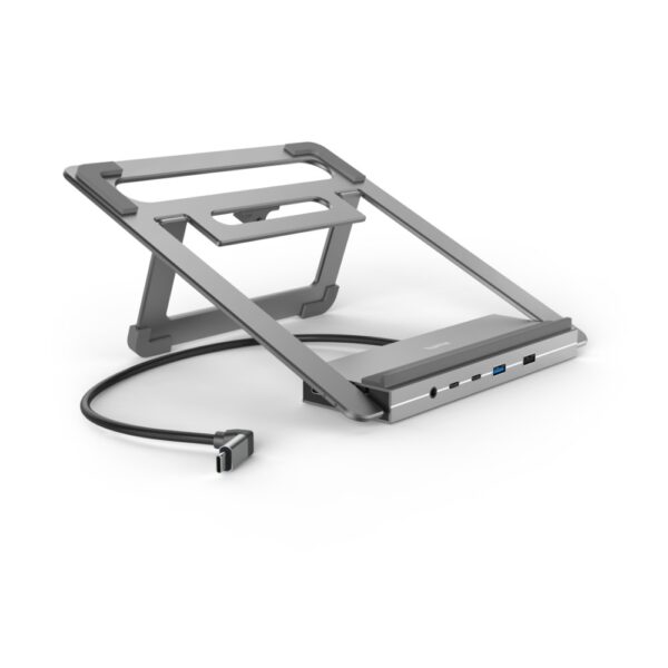 Hama Connect2Office Laptop Stand with 12-Port USB 3.2 Gen 2 Type-C Hub, Dual 4K HDMI, Gigabit Ethernet - Anthracite