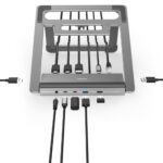 Hama Connect2Office Laptop Stand with 12-Port USB 3.2 Gen 2 Type-C Hub, Dual 4K HDMI, Gigabit Ethernet - Anthracite