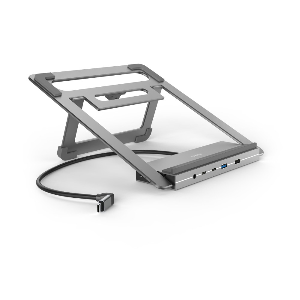 Hama Connect2Office Laptop Stand with 12-Port USB 3.2 Gen 2 Type-C Hub, Dual 4K HDMI, Gigabit Ethernet - Anthracite Hama Connect2Office Laptop Stand with 12-Port USB 3.2 Gen 2 Type-C Hub, Dual 4K HDMI, Gigabit Ethernet - Anthracite