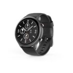 Hama Fit Watch 6910 Smartwatch 46mm Grey with 1.28" LCD Touchscreen, GPS, Heart Rate & Blood Oxygen Monitor, IP68 Waterproof, Black Band