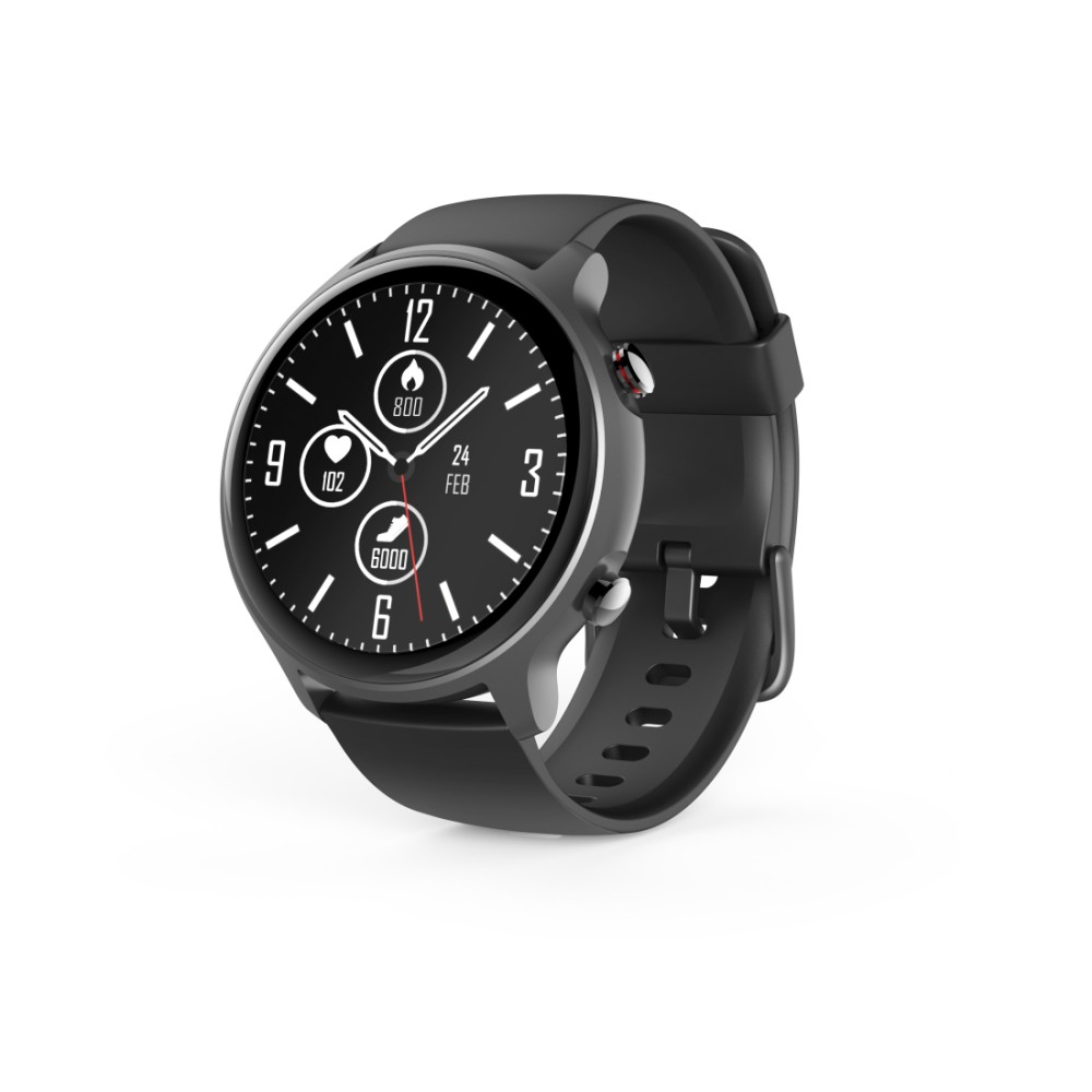 Hama Fit Watch 6910 Smartwatch 46mm Grey with 1.28" LCD Touchscreen, GPS, Heart Rate & Blood Oxygen Monitor, IP68 Waterproof, Black Band Hama Fit Watch 6910 Smartwatch 46mm Grey with 1.28" LCD Touchscreen, GPS, Heart Rate & Blood Oxygen Monitor, IP68 Waterproof, Black Band