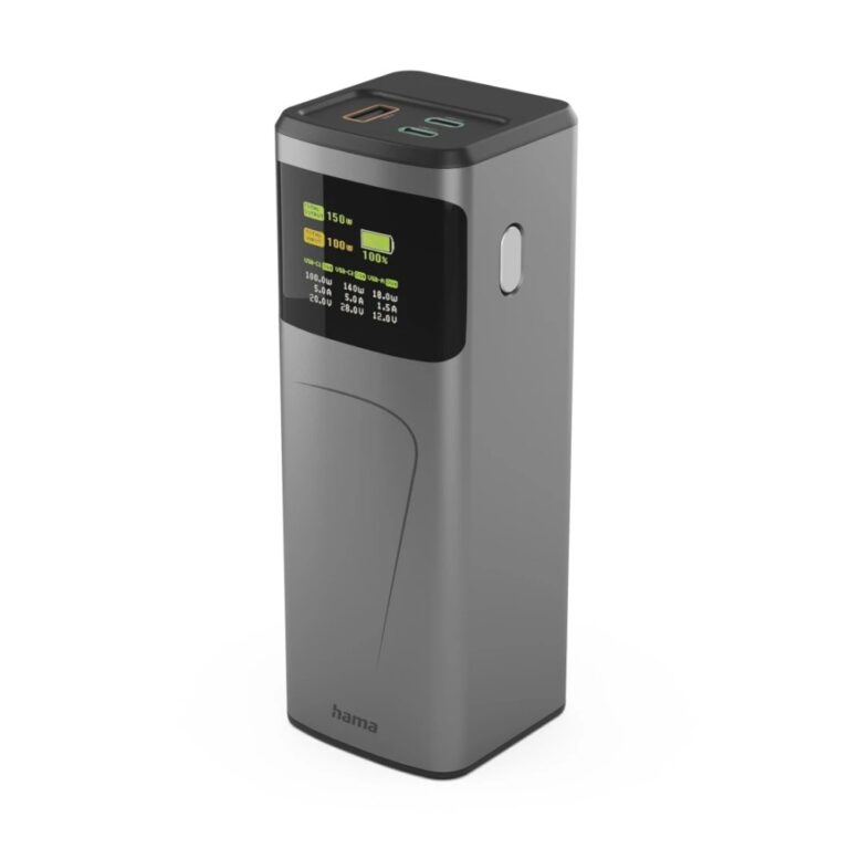 Hama High Power 24000 mAh Li-Ion Power Bank with 150W Power Delivery 3.0 & Quick Charge 3.0 - Grey