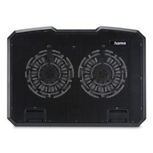 Hama Metal Laptop Cooling Pad with 2x 12.5cm Fans, Blue LED Illumination & USB, Black