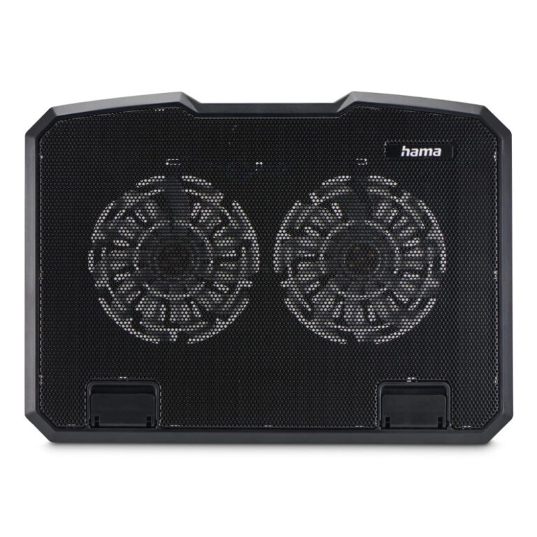 Hama Metal Laptop Cooling Pad with 2x 12.5cm Fans, Blue LED Illumination & USB, Black