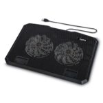 Hama Metal Laptop Cooling Pad with 2x 12.5cm Fans, Blue LED Illumination & USB, Black