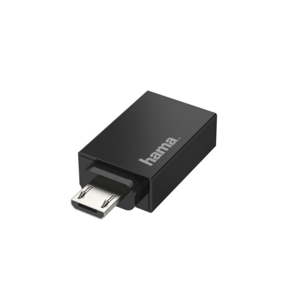Hama Micro-USB Male to USB Type-A Female OTG Adapter Cable, 0.48 Gbit/s, Black