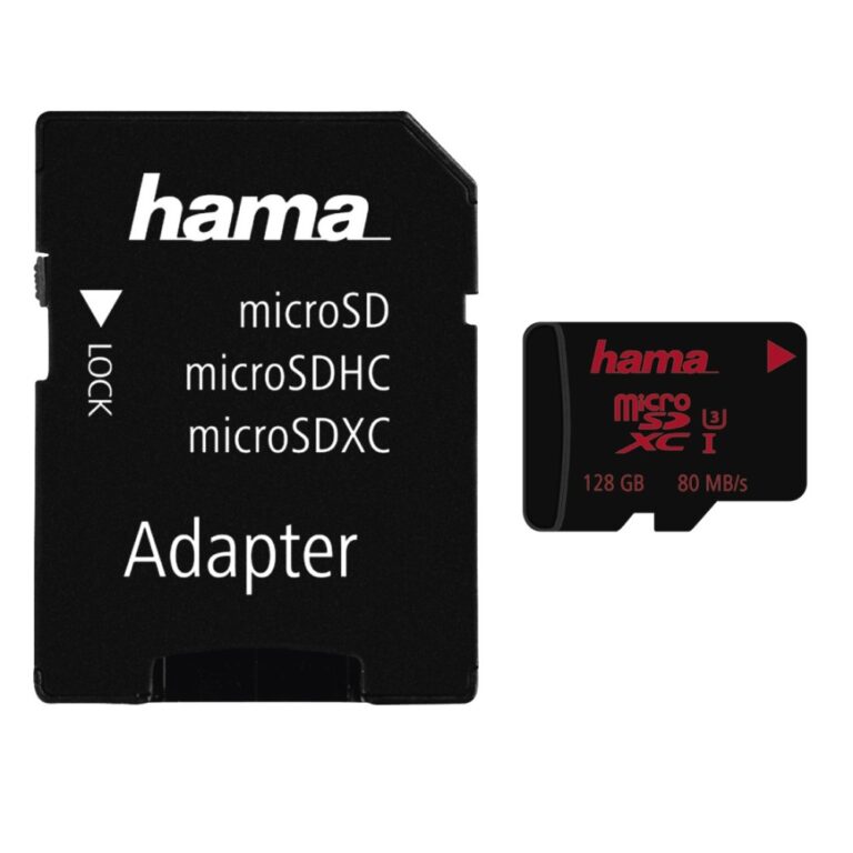 Hama microSDXC 128GB UHS-I Class 3 Memory Card with SD Adapter - 80 MB/s Read Speed, 4K Video Support