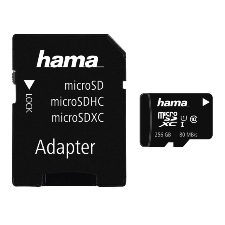 Hama MicroSDXC UHS-I Class 10 Memory Card 256GB, 80 MB/s Read Speed with SD Adapter Black
