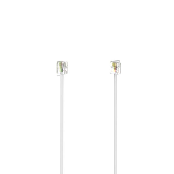 Hama Modular Cable, 6p4c Plug to 6p4c Plug, Gold-Plated Contacts, 3m, White