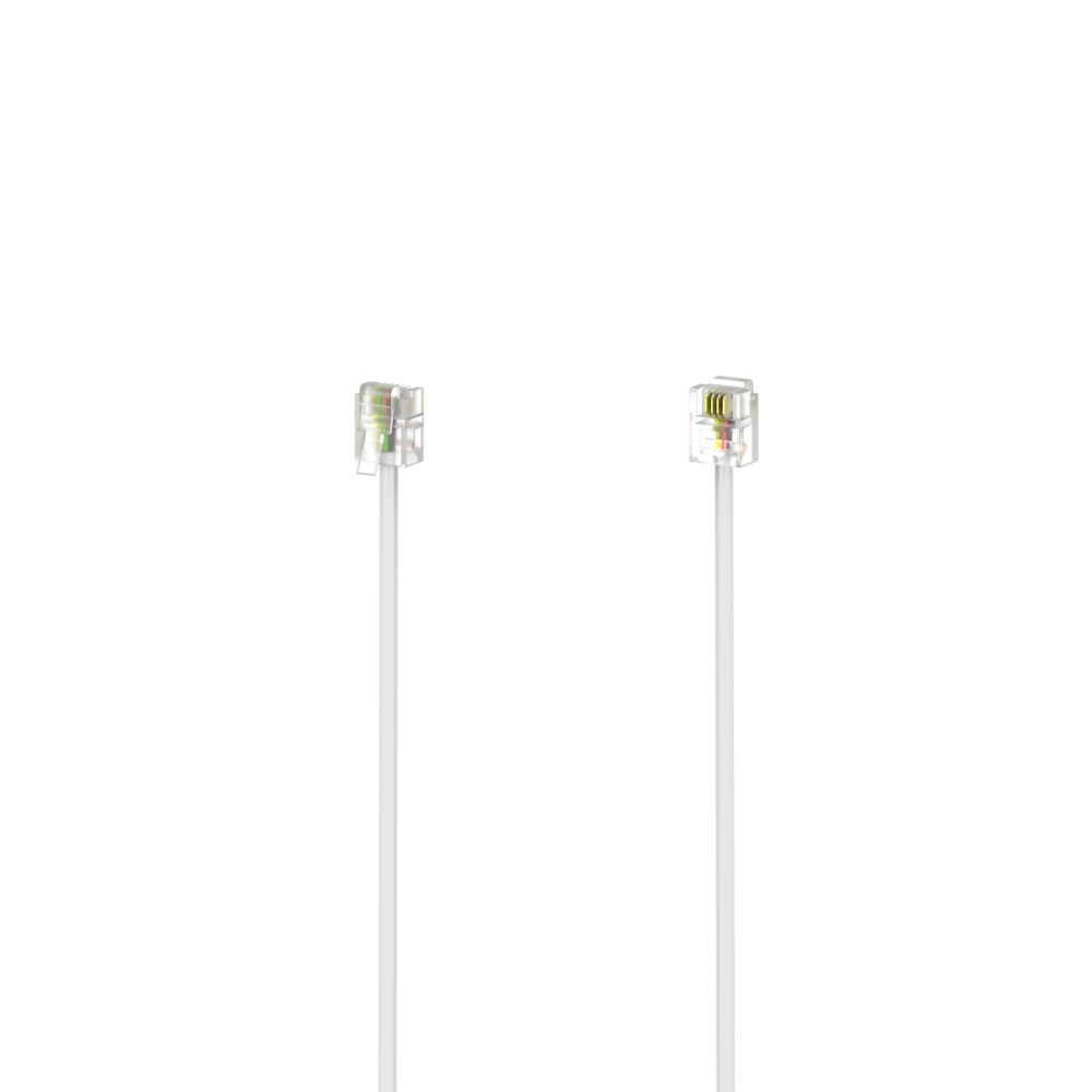 Hama Modular Cable, 6p4c Plug to 6p4c Plug, Gold-Plated Contacts, 3m, White