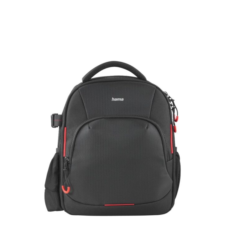 Hama Ohio Backpack for Camera Gear & Tablet PC, Dust Resistant, Black/Red