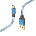 Hama Reflective USB 2.0 Male USB-A to Male USB-C Cable 1.5m, 480 Mbit/s, Blue