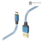 Hama Reflective USB 2.0 Male USB-A to Male USB-C Cable 1.5m, 480 Mbit/s, Blue