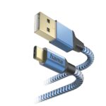 Hama Reflective USB 2.0 Male USB-A to Male USB-C Cable 1.5m, 480 Mbit/s, Blue