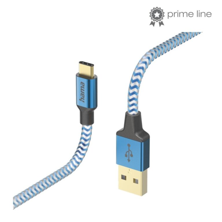 Hama Reflective USB 2.0 Male USB-A to Male USB-C Cable 1.5m, 480 Mbit/s, Blue