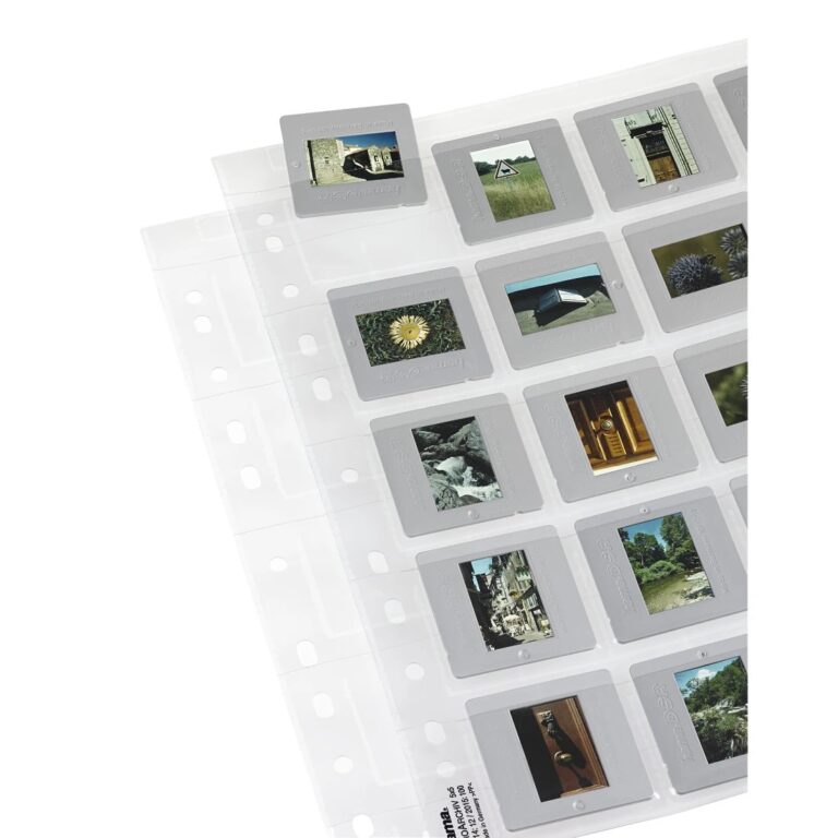 Hama slide sleeves holding framed 5x5 cm slides