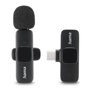 Hama Smart Wireless USB-C Lavalier Microphone with Noise Reduction, Omnidirectional, Black